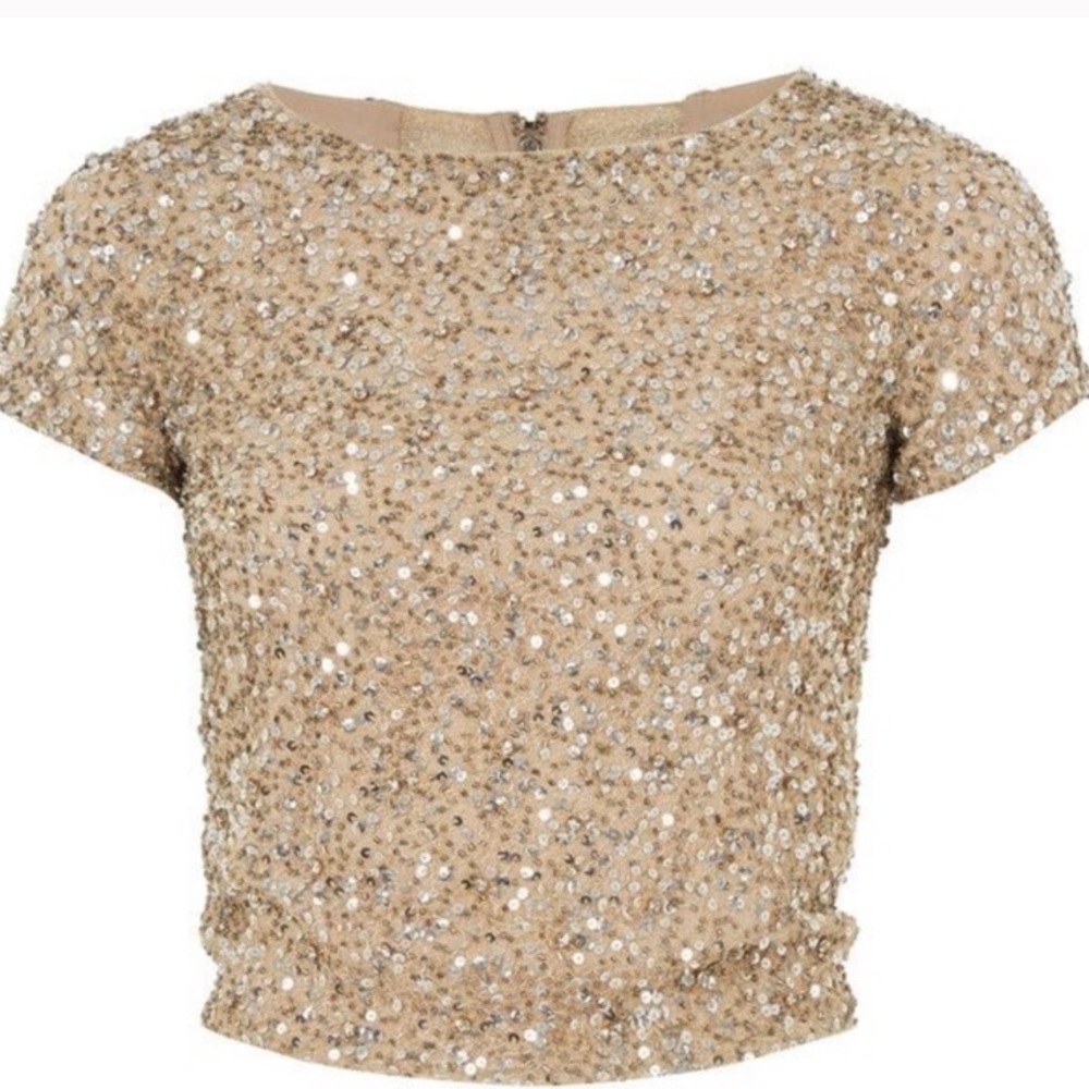 Alice + Olivia gold sequins top